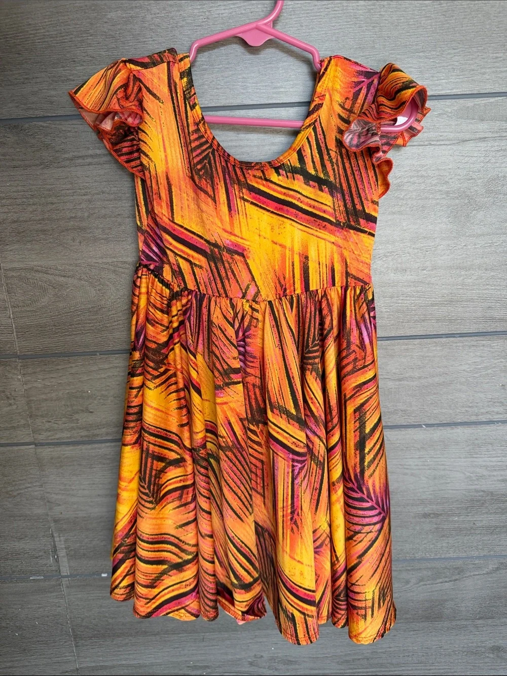 Dot Dot Smile Bright Orange & Pink Tropical Flutter Dress